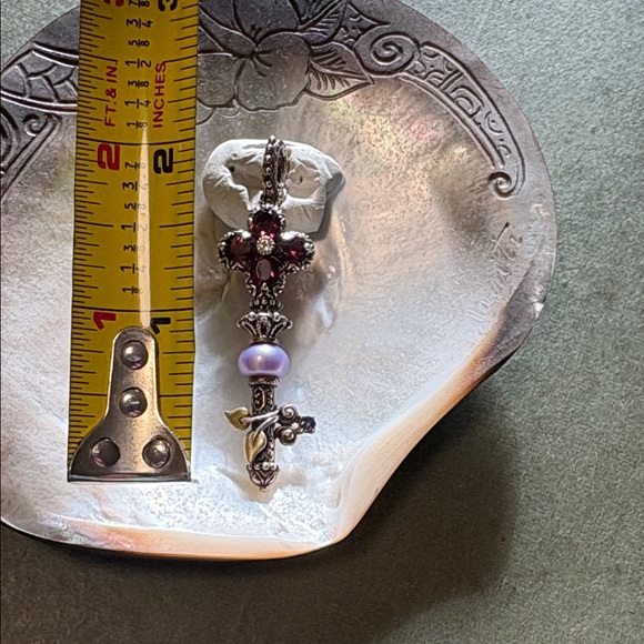 Barbara Bixby sterling silver and 18k gld Garnet Key Enhancer pendant - Picture 2 of 8